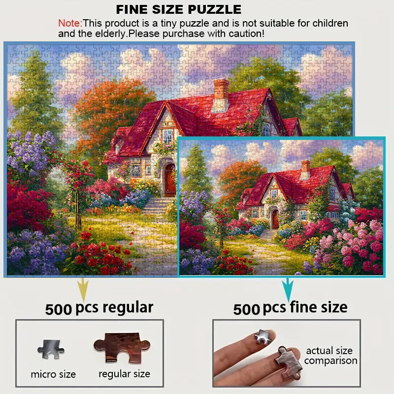 500 قطعة من صندوق الألغاز الصغير للبالغين بتصميم كوخ الحديقة - مقاوم للخدش، مستوى صعوبة عالي للكبار، أدخل عائلي #3