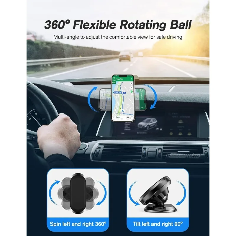 Universal Magnetic Car Phone Holder Upgraded Strong Magnet 360° Rotating Car Mount for All Smartphones Secure Stable Hands-Free