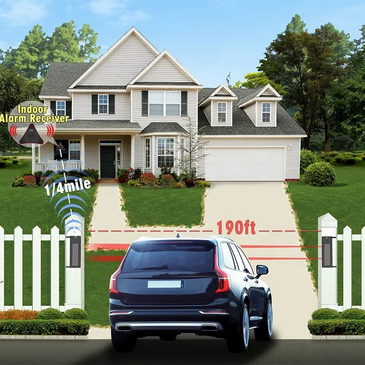 Alarm Home Security Guard Long Transmission Range 190 Feet Wide Sensor Range Solar Wireless Driveway Alarm System