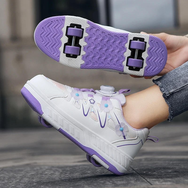 

Girls' power walking shoes 2025 New style Children's four-wheel invisible student sports power walking roller skates