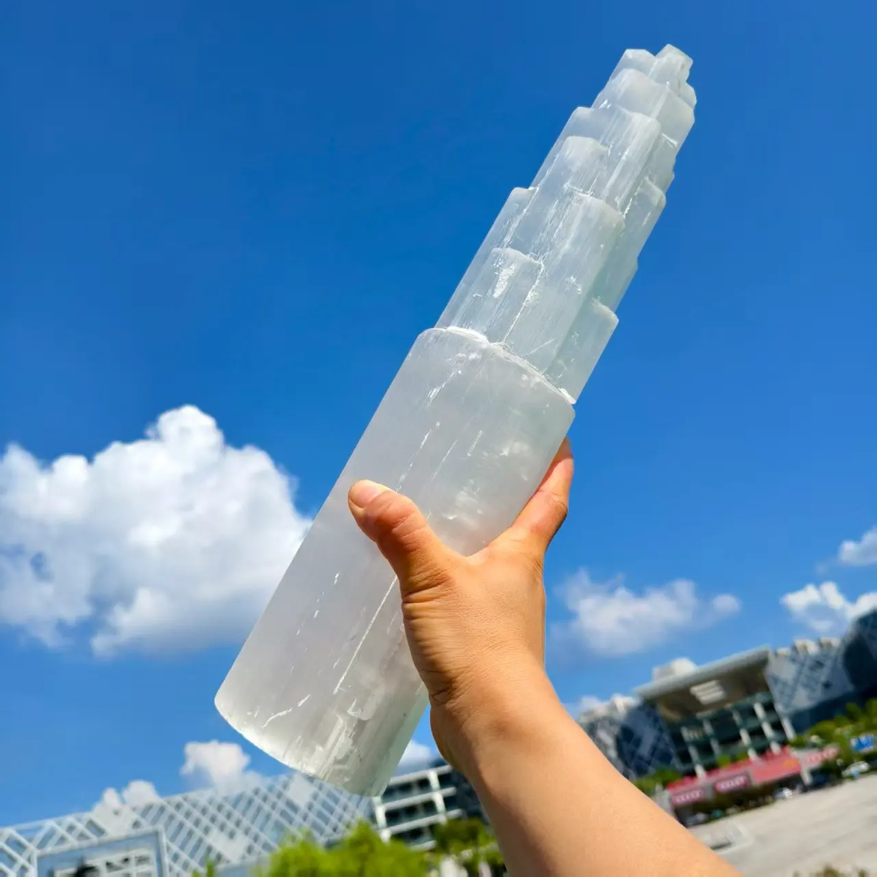 كبير! برج مسلة الجبس المغربي الطبيعي، عصا كريستال كوارتز، برج الجبس، المعدنية، الريكي، برج الشفاء #5