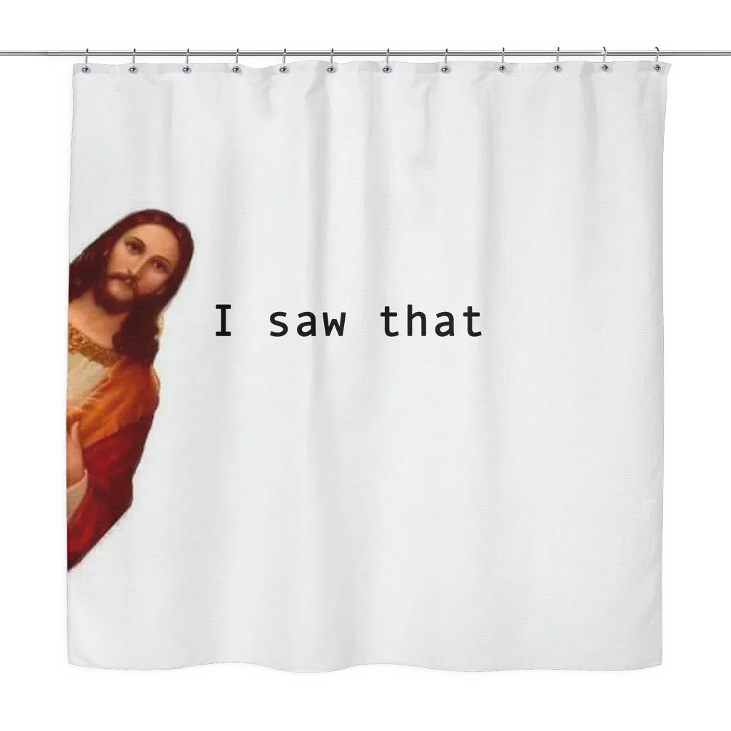 Jesus Peeking Shower Curtain - Funny Unique Bathroom Dorm Polyester Waterproof Decor