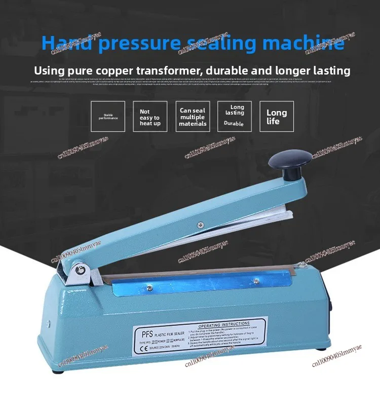 Manual Hand Press Heat Sealer Household Commercial Plastic Aluminum Foil Bag Sealing Machine For Nougat Tea Snack Food Packaging