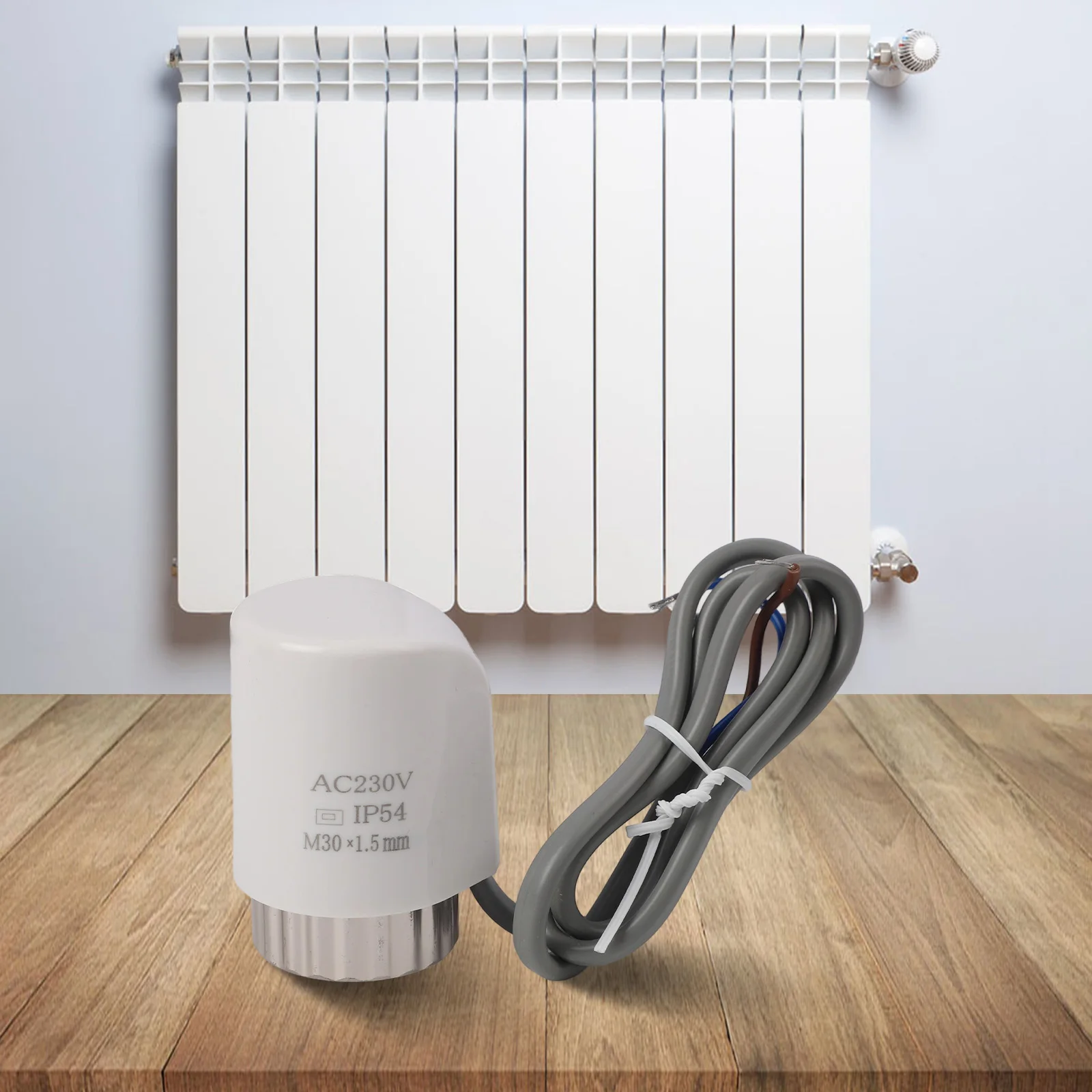 AC 230V Electric Thermal Actuator 90mm Line M30x1.5mm For Floor Heating Radiator Valve Heating Actuator Easily adjust & control