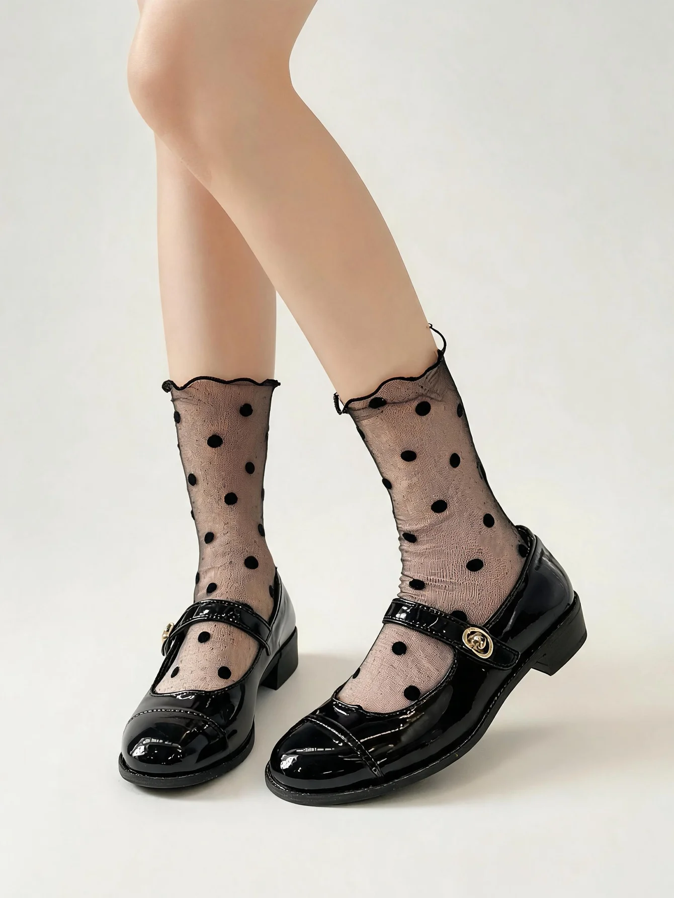 1/2/3 Pairs Women's Black Sheer Mesh Polka Dot Ankle Socks, Thin High Elasticity Anti-Snag Hosiery for Nightclub & Party Outfits