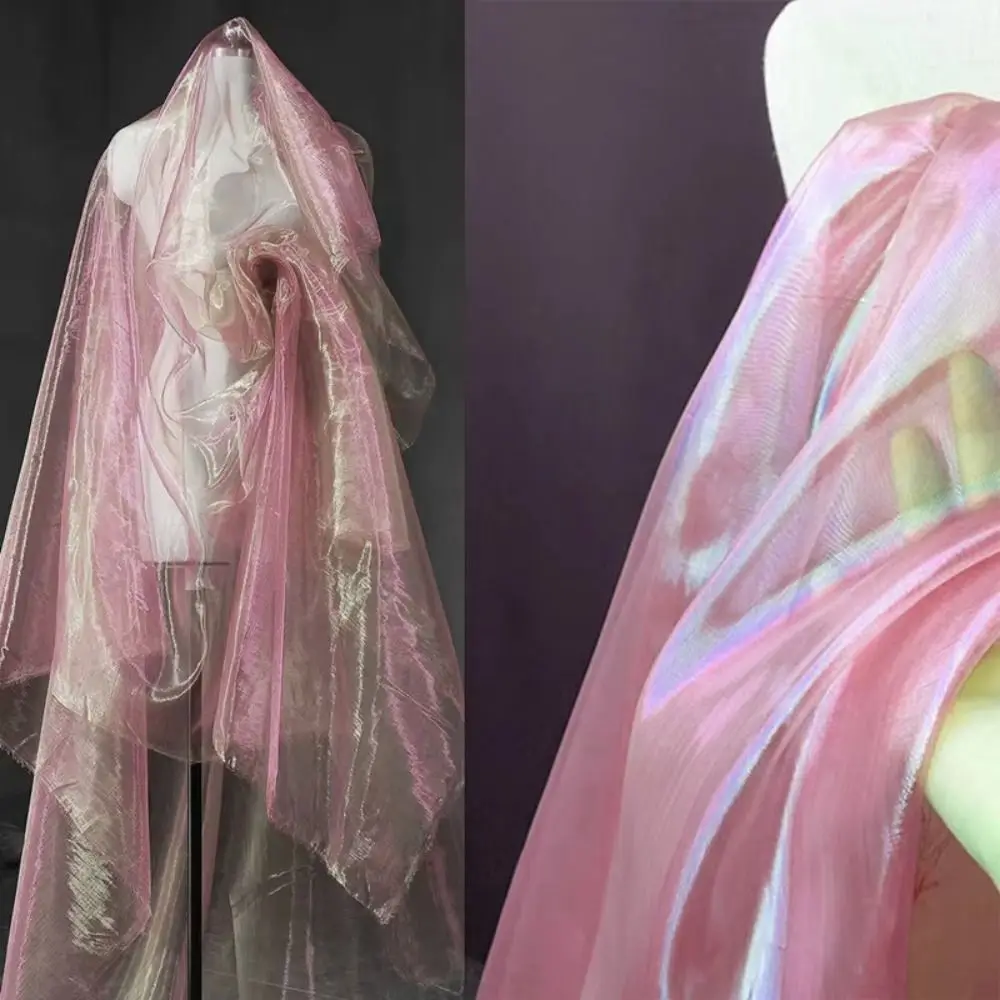 Decoration Tulle Shiny Laser Tulle Transparent Thin Decor Voile Organza Dresses Fabric Stage