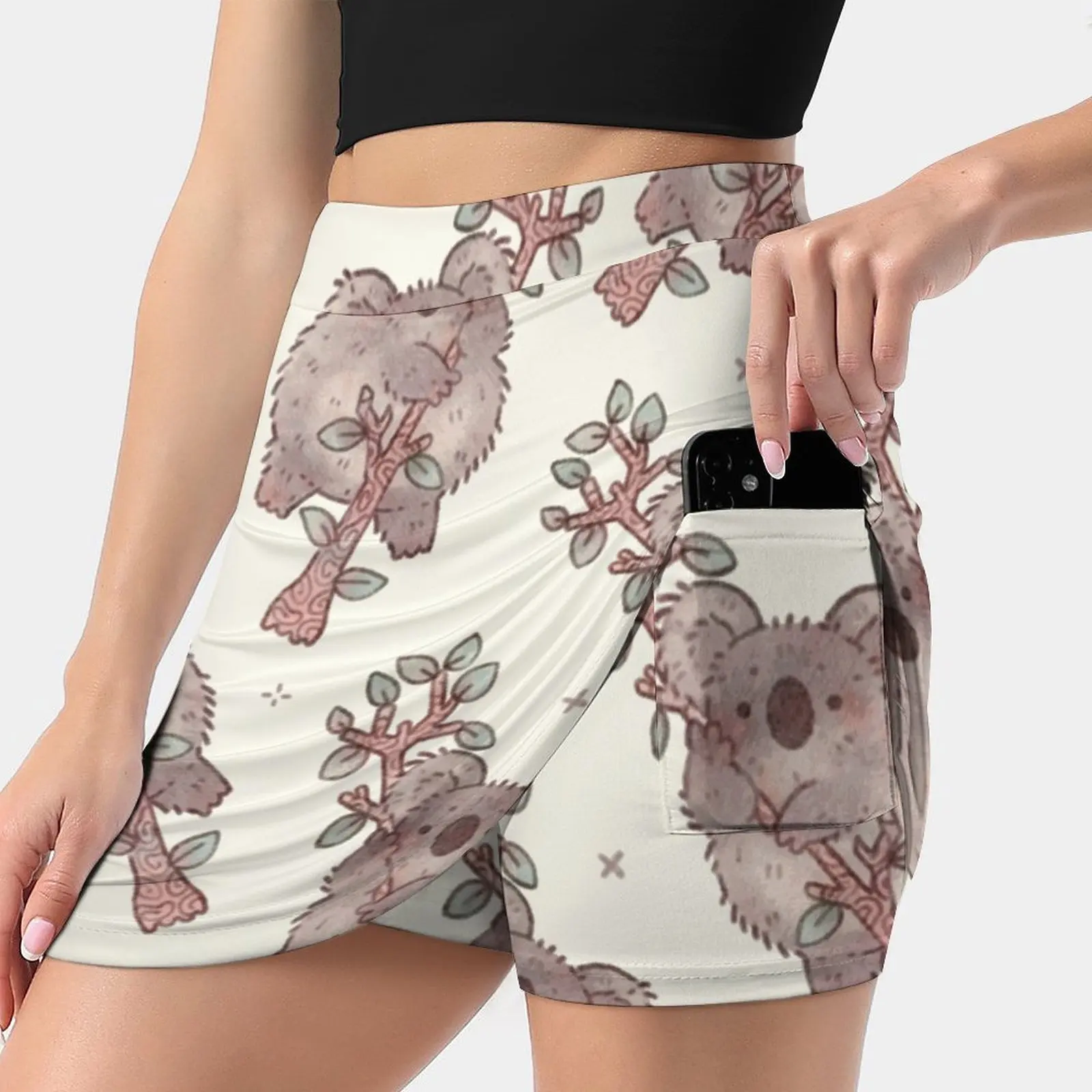 Chubby Koala On A Tree - Australian Wildlife Summer Women'Sshorts Skirt 2 In 1 Fitness Yoga Skirt Tennis Skirts Koala Bear Fat