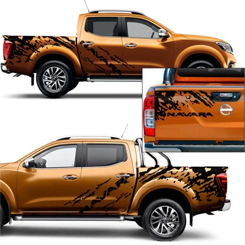 3 Pcs mudslinger side and tail door stripe graphic Vinyl  car sticker fit for NISSAN NAVARA NP300 2014 to 2023