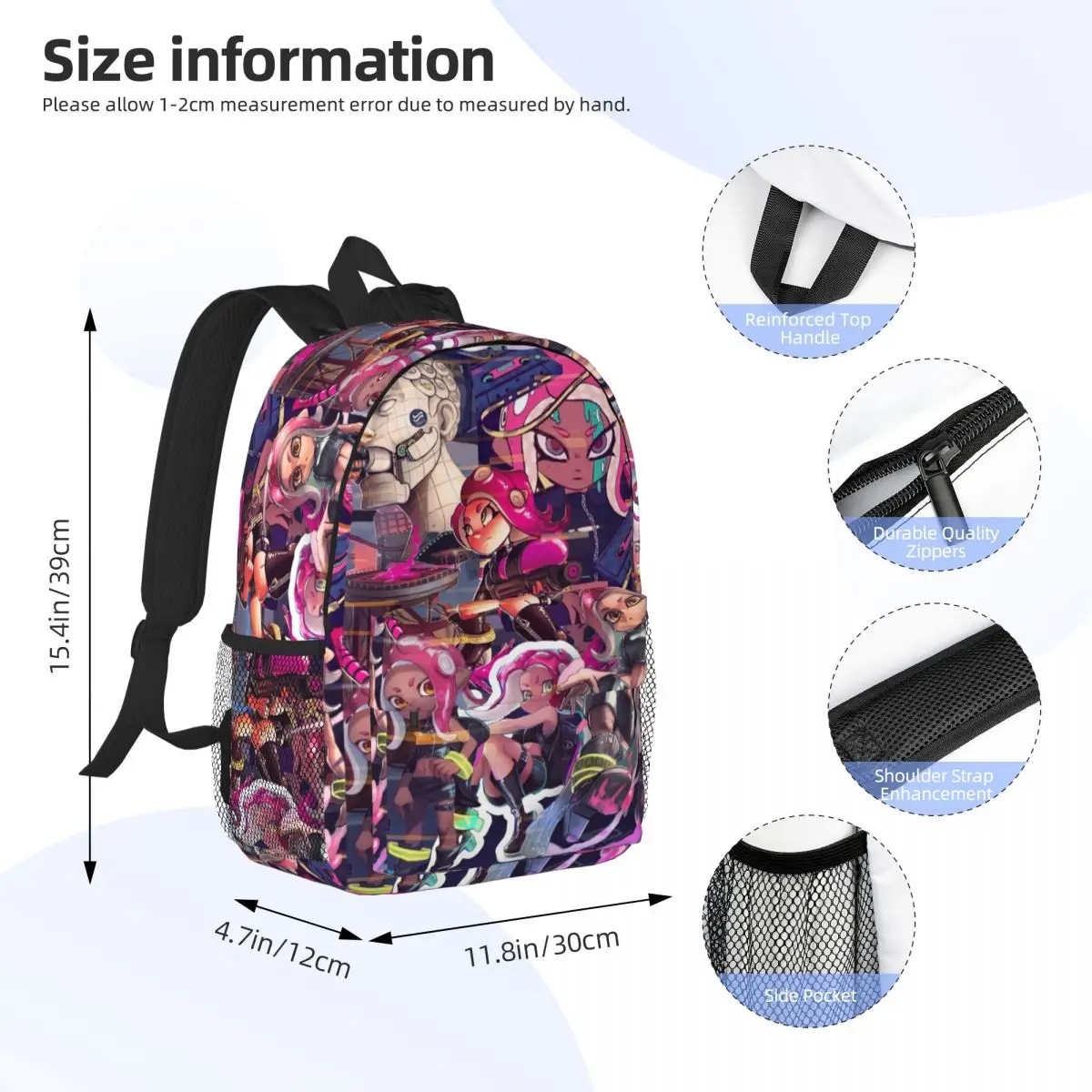 Splatoon Play Gamer Backpack Student Boys Girls BookBag Men Women School Bag Laptop Shoulder Bags