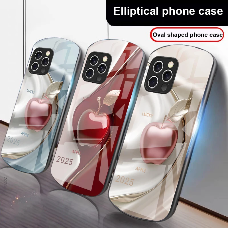 

Oil Painting Of Applesr For IPhone 16 Pro Max 15 Pro 14 13 12 Mini 11 XS Max XR 7 8 Plu SE 2022 Elliptical Glass Phone Case