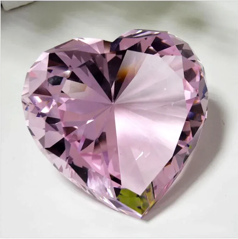 90mm Heart Shape Crystal Diamond Figurine Glass Paperweight Home Decor Ornaments Birthday  Party Wedding Souvenir Christmas Gift