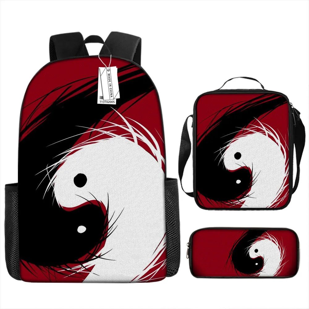 

Luxury Popular Funny Tai Chi Yin Yang 3D Printed 3pcs/Set pupil School Bags Laptop Daypack Backpack Lunch bag Pencil Case