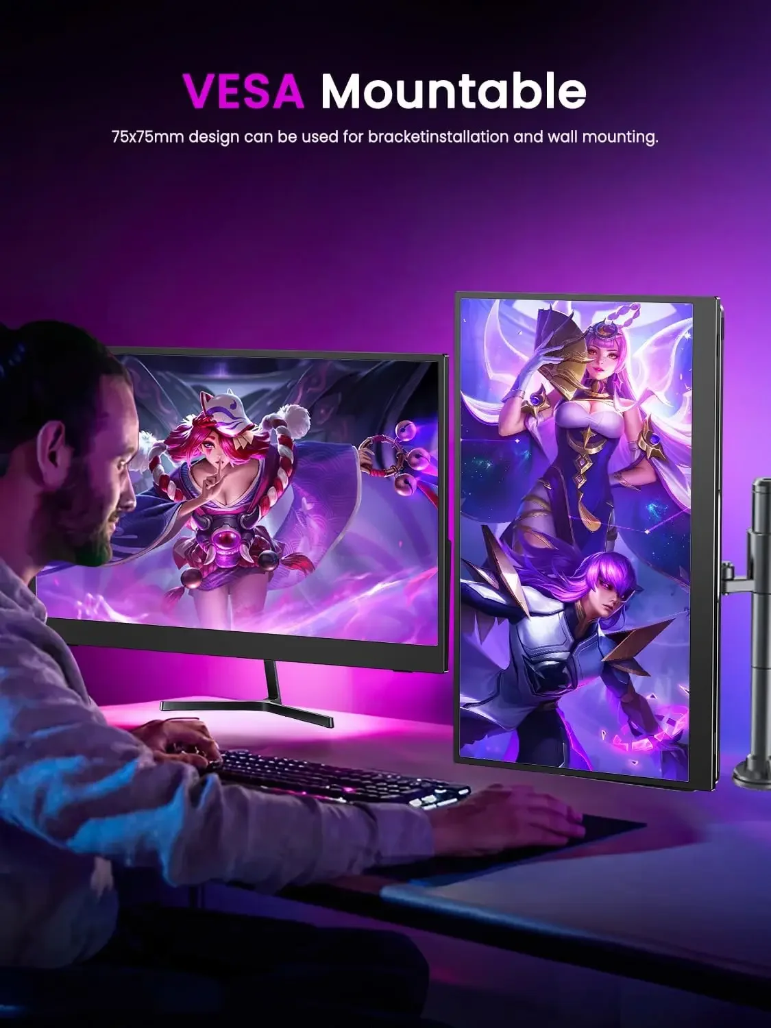 شاشة محمولة لاسلكية مقاس 18.5 بوصة/15.6 بوصة FHD 16:9 360 ° دوران للهاتف الخليوي PC Loptop السلكية لـ XBox PS4 / 5 Switch Extension #6