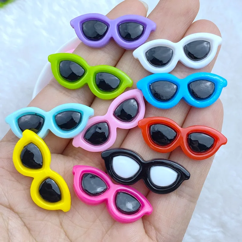 10Pcs Cute Resin Mini 11*30mm CARTOON Glasses Series Flat back Scrapbooking DIY Jewelry Craft Decoration