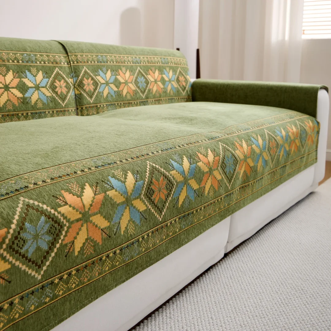 جديد 2026 فاخر الشنيل غطاء أريكة البوهيمي عدم الانزلاق الجاكار الأريكة منشفة لغرفة المعيشة حامي أثاث كابا الفقرة أريكة #2