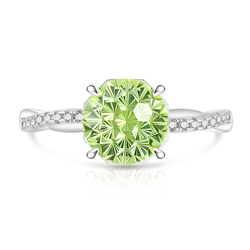 925 Sterling Silver Romantic Millennium Cut Dahlia Cut High Carbon Diamond Twist Ring