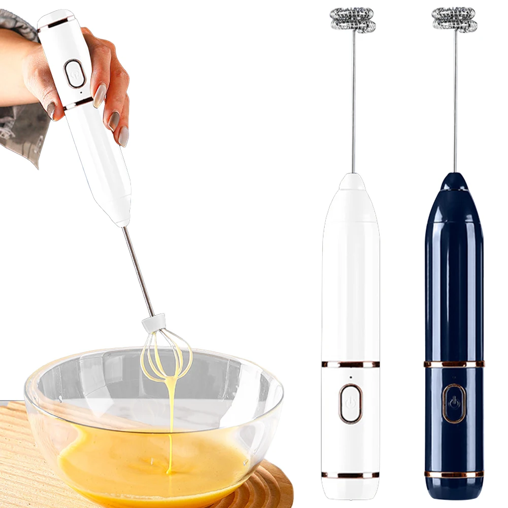 Eiergarde Handmixer 3 snelheden Draadloze eierklopper met 2 koppen Roerdergarde Elektrische melkschuimer voor koffie Warme chocolademelk