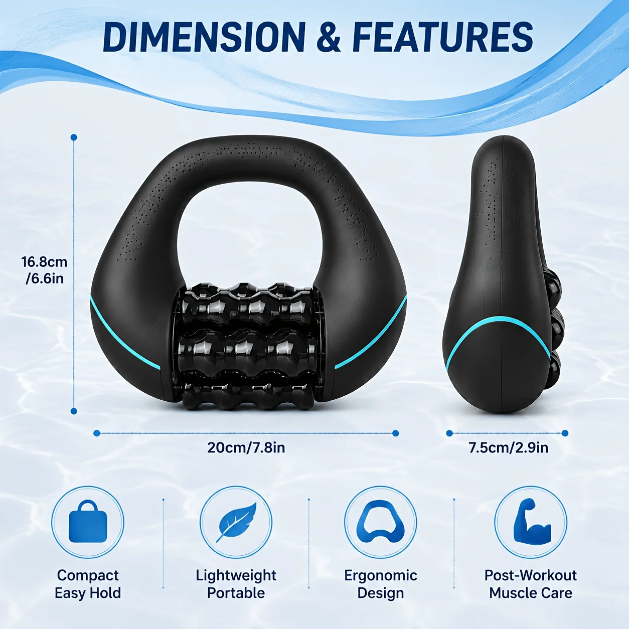 Handheld Adjustable Speed Vibration Roller Massager USB Rechargeable Muscle Relax Device Gym Travel Office