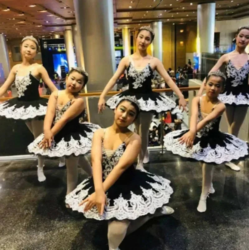 여자 여자 블랙 전문 발레 투투 스커트 어린이 성인 스팽글 백조의 호수 팬케이크 공연 의상 발레리나 파티 드레스