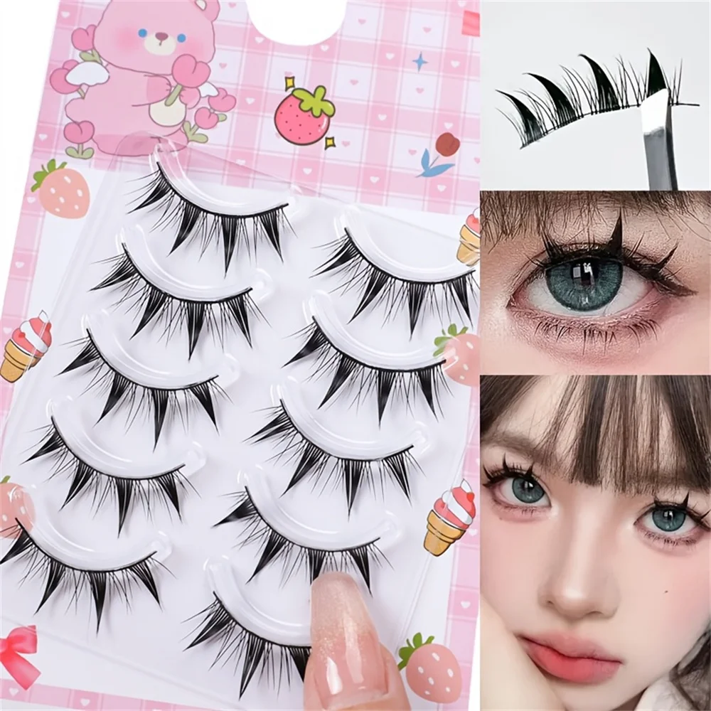 5 paar grote cat eye-stijl valse wimpers, cosplay komische valse wimpers, natuurlijk zacht en comfortabel, geen last