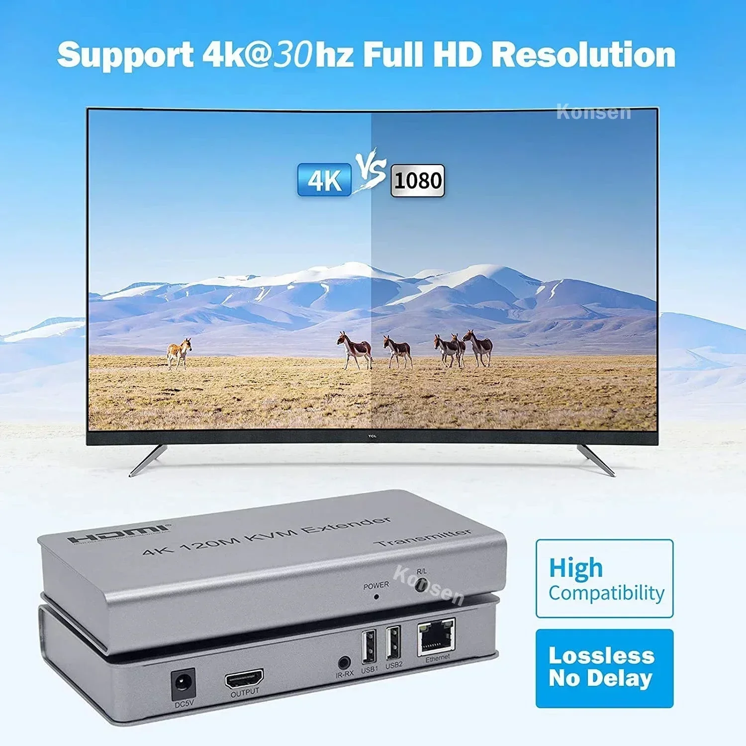 4K 30 هرتز HDMI KVM موسع 120 متر عبر واحد Rj45 إيثرنت Cat5e/6 كابل HDMI USB موسع جهاز ريسيفر استقبال وإرسال عدة للكمبيوتر NVR TV