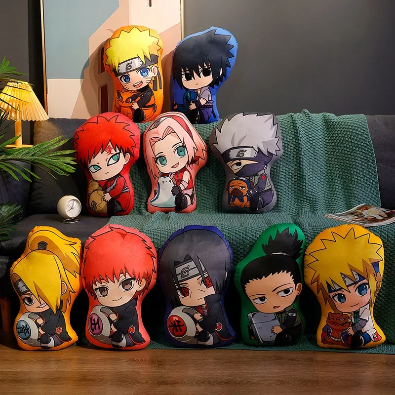 Two-dimensional Anime Naruto Peripheral Pillow Uchiha Itachi Sasuke Uzumaki Naruto Kakashi Plush Toy Double-sided Printing 45cm