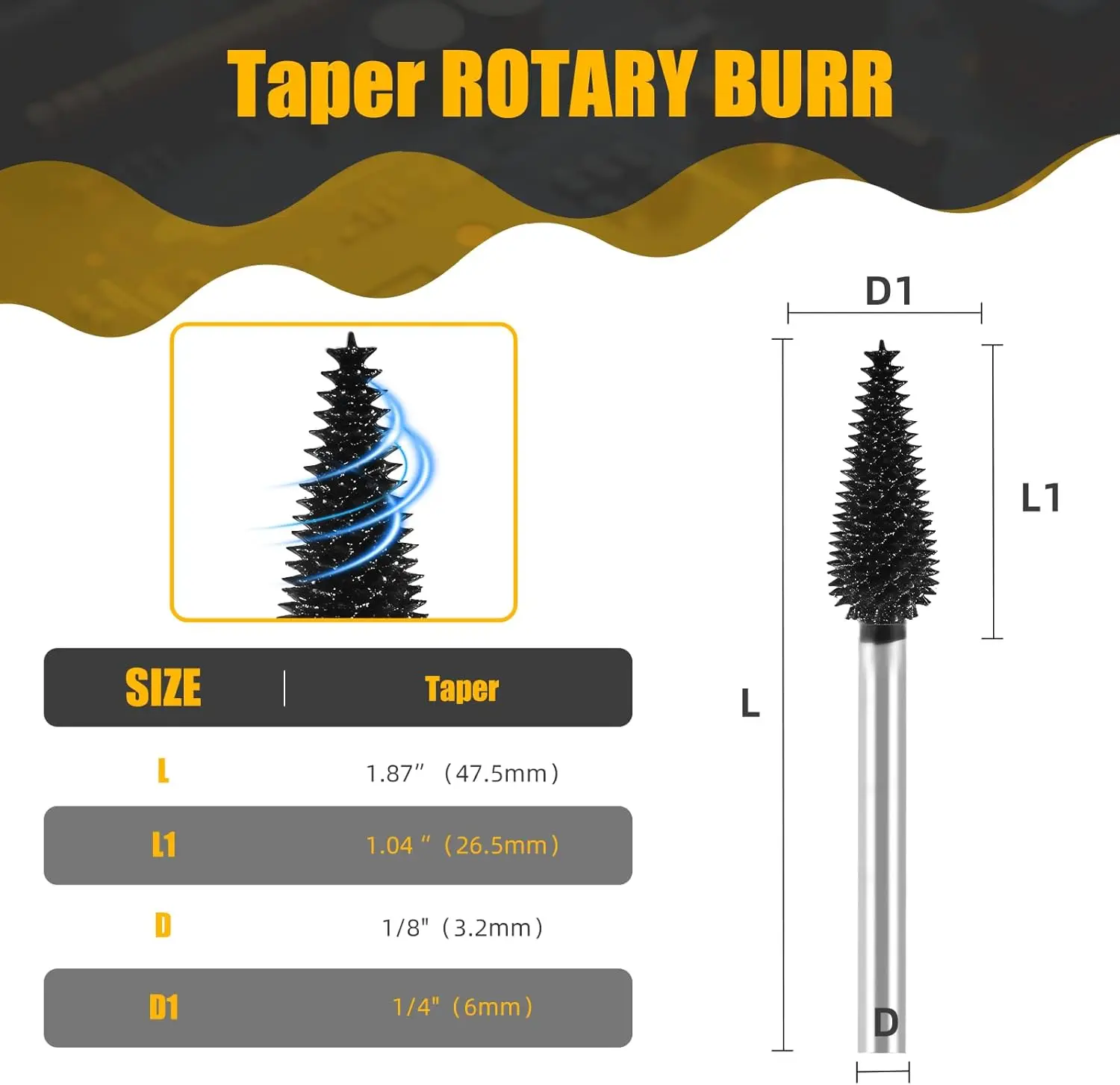 Rotary Burr Mould Carving Tool  1⁄8