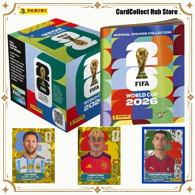 Caixa de Adesivos Oficiais Panini FIFA World Cup 2026 Messi Mbappé Haaland Yamal Adesivos Colecionáveis para Fãs da Copa do Mundo