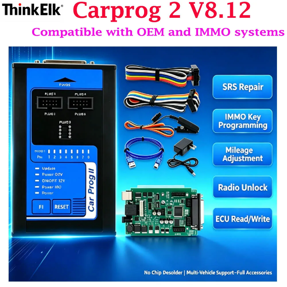 Carprog 2 Car Prog II V8.12 Smart Programming  Support WINDOWS XP, WIN7, WIN8, WIN10 Operation system Reset ECU Chip Tuning Tool