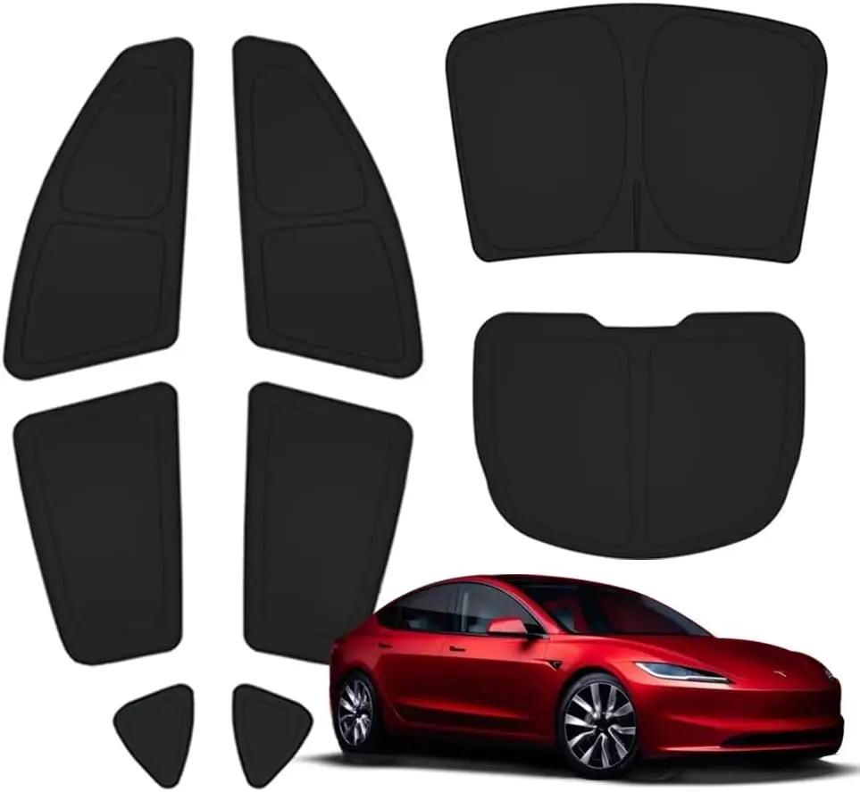

Комплект из 8 шторок для кемпинга для Tesla Model 3, улучшенные 5-слойные солнцезащитные шторки с УФ-защитой, складные, подходят для установки