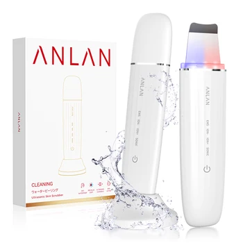 ANLAN Ultrasonic Skin Scrubber Peeling Facial Ultrasonic Facial Lifting Red Blue LED…
