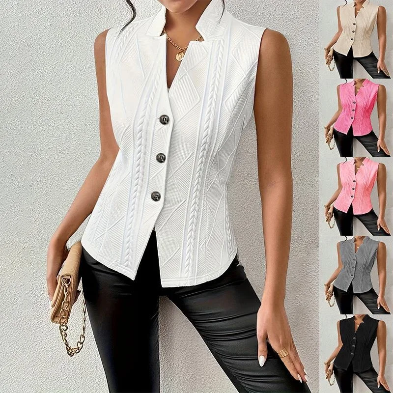 

Busin Suit Vest Long Polyester Color Commute Sle Women's Faion Inner Wear Cardigan Sle Vest