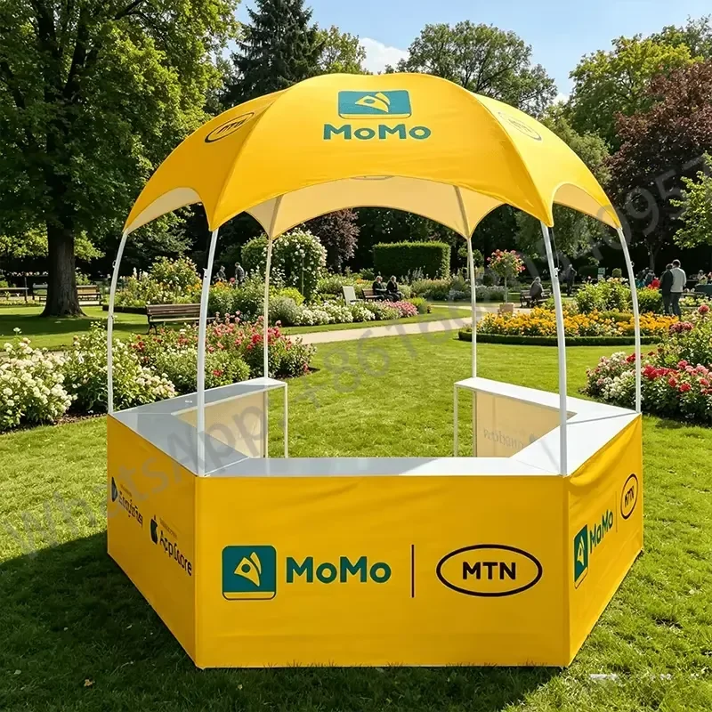 Custom Advertising Promo Kiosk Booth Promotion Events Exhibition Booth 3x3 Tent Large Display Hexagonal Dome Tent