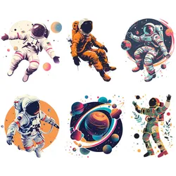 22cm Cartoon Astronauts in space & star clothes decal Iron on Heat Transfer Vinyl Stickers DTF Heat press Stickers DIY Applique
