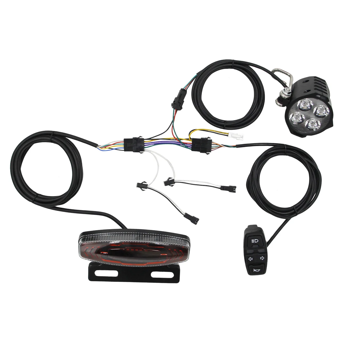 

Комплект для модификации электровелосипеда: светодиодные фары, задние фонари, поворотники, пятипозиционный переключатель, набор для управления, инструменты для модификации