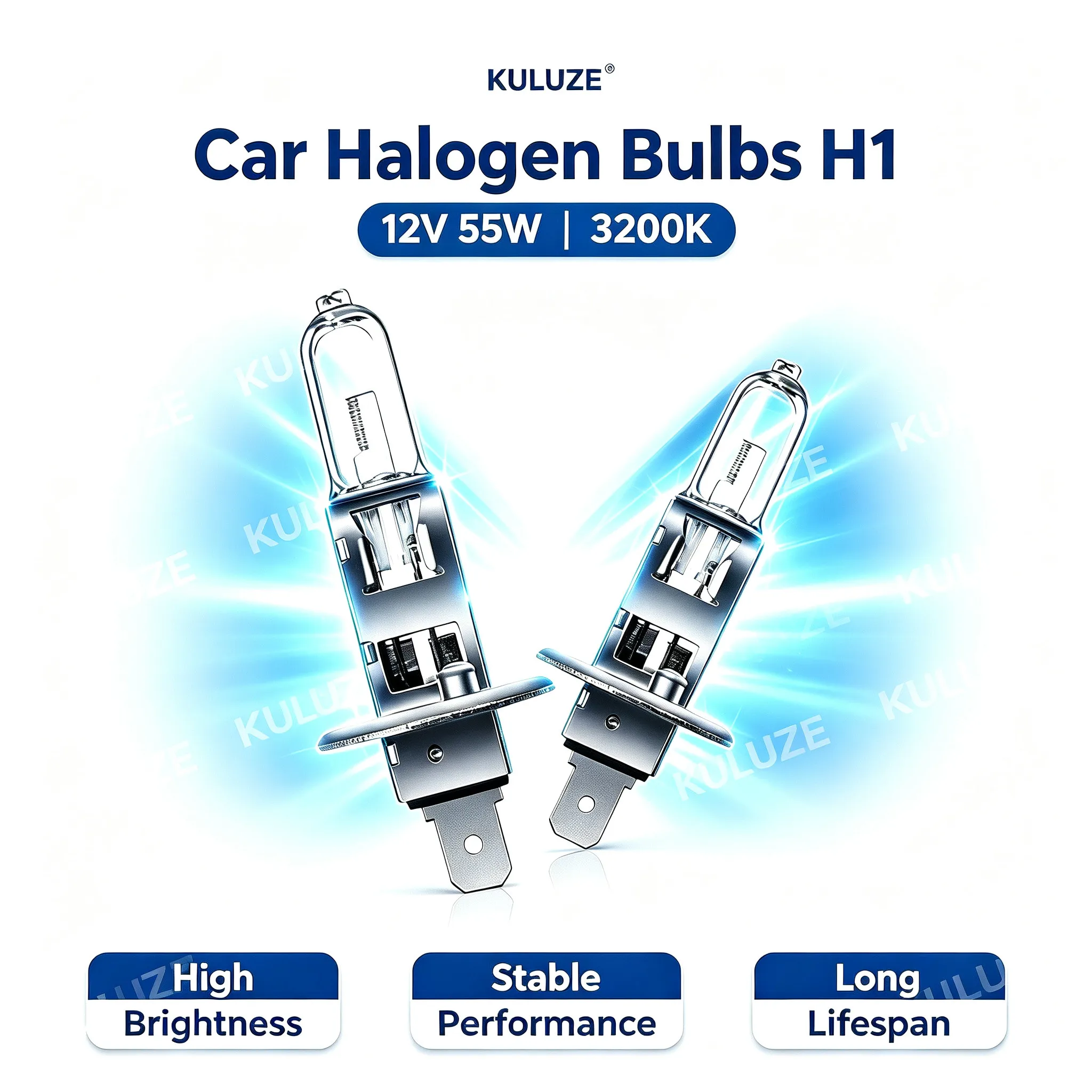 2Pcs High Quality H1 3200K Warm White Clear Quartz Glass Car Lights Headlight 12V55W Auto Halogen Bulbs High Beam Lamps