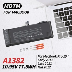 A1286 A1382 Laptop Battery for MacBook Pro 15 inch Early 2011 Late 2011 Mid 2012[10.95V 77.5Wh] MC723LL/A A,MD103LL/A,MD104LL/A