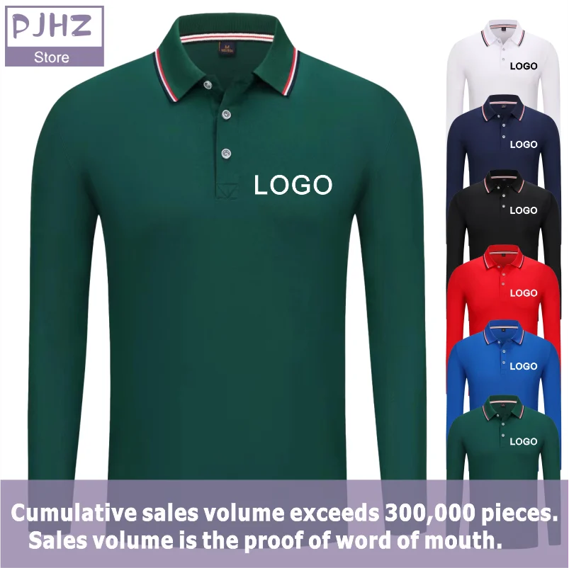 Business Quick-drying Long Sleeve Polo Shirt Custom Logo Printed  Embroidery Personal Design Breathable Men And Women Team Tops