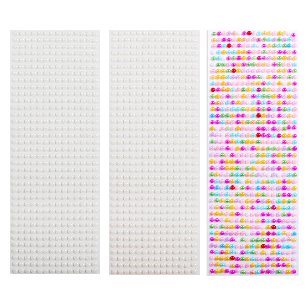Pearl Sticker 3mm/4mm/5mm/6mm White/Beige/Color Pearl Sticker Decor Rhinestones DIY Charm Clothes Nails Home Accessories