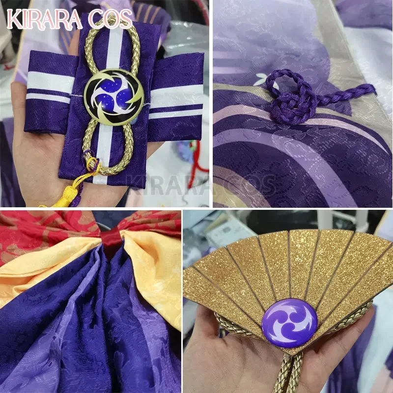 Gioco Impact Raiden Shogun Costume Cosplay Shougun Raiden Parrucca Cosplay Costumi per capelli Abiti con calze Copricapo