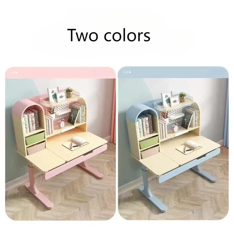 Children's Study Desk Multifunctional Combination Table With Bookshelf 45° Adjustable Angle Home Bedroom Writing Desk