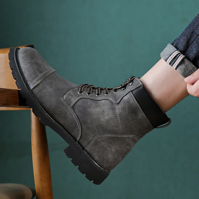 البريطانية الرجعية الرجال عالية الجودة أحذية رعاة البقر الجلدية الدانتيل متابعة مريحة تنفس الفروسية حذاء كاجوال قسط جودة الموضة