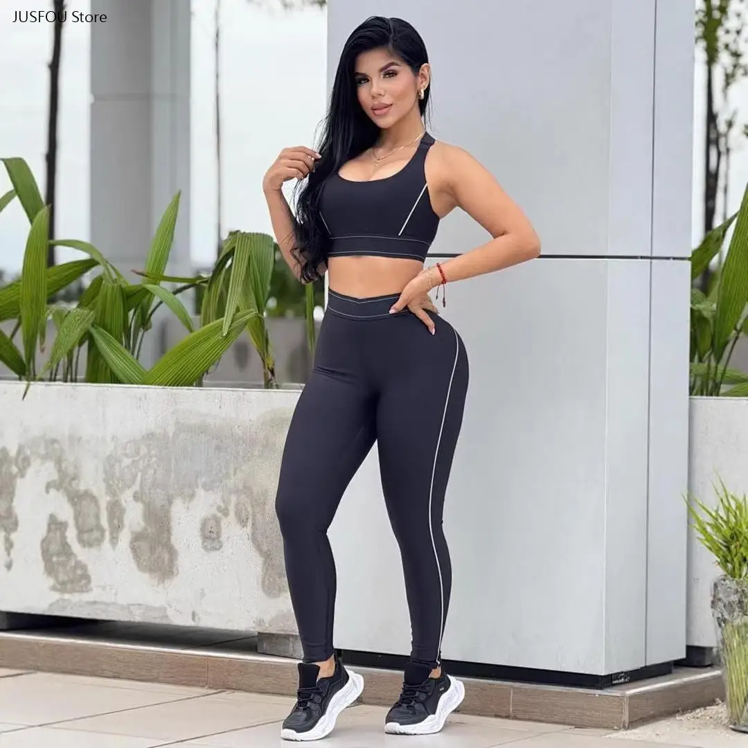 Fashion Slim Tummy Control Yoga Two Piece Set High Elastic Hip Lift Gym Workout Sportswear 8 Colors