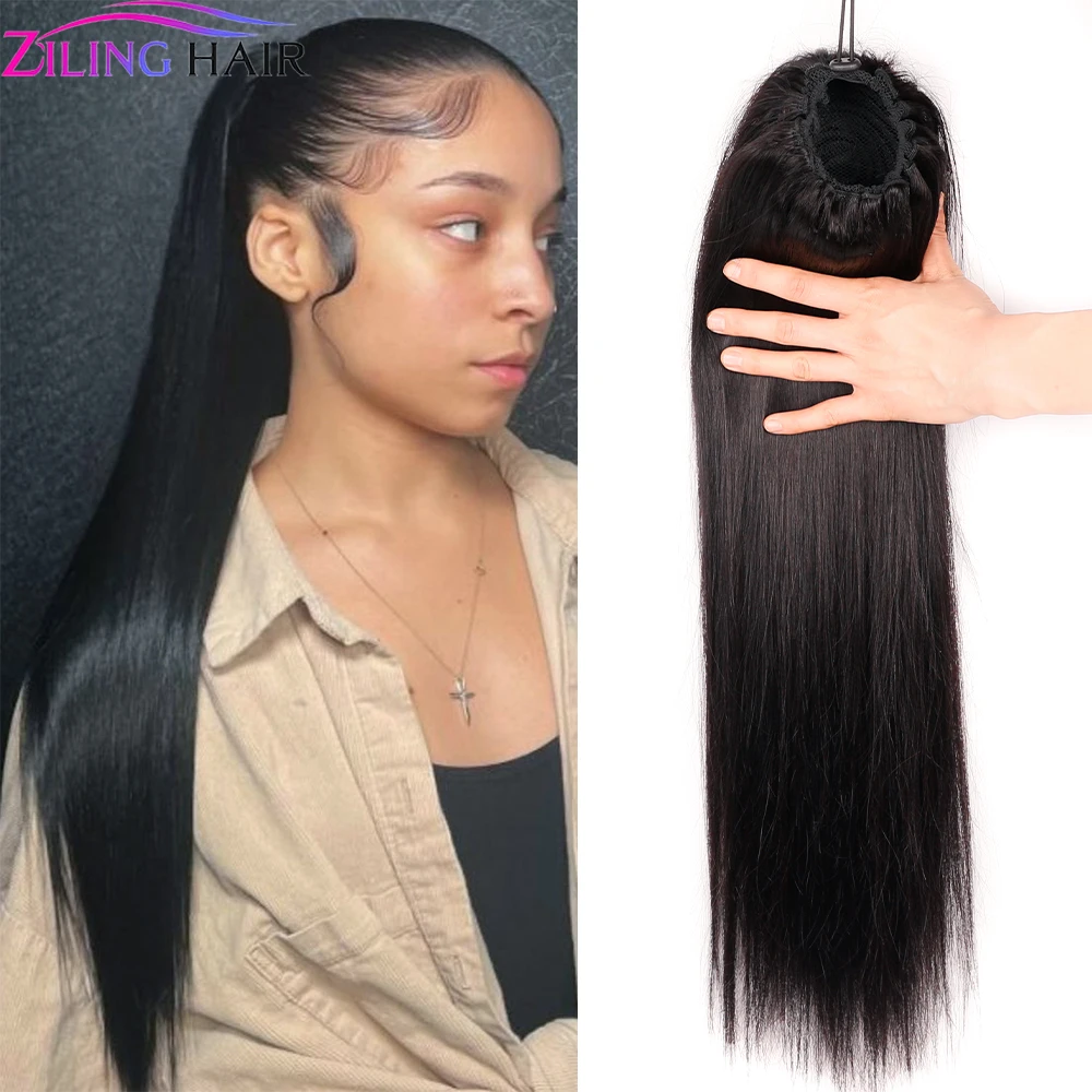 

Прямые волосы на шнурке, 100 г, человеческие волосы для наращивания с зажимами, черные бразильские волосы без повреждений, 12-24 дюйма