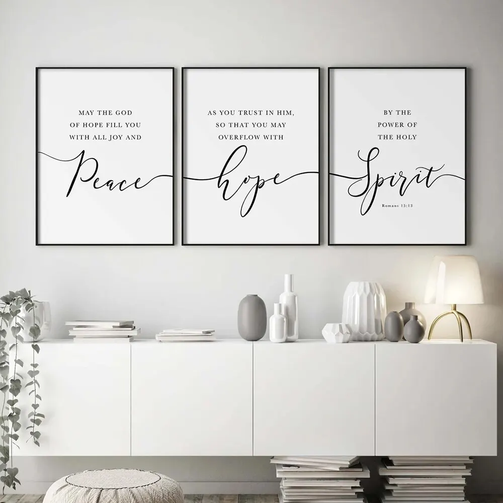 Modern Romans 15:13 NIV Bible Verse Scripture Peace Quote Christian Wall Art Canvas Painting Posters For Living Room Home Decor