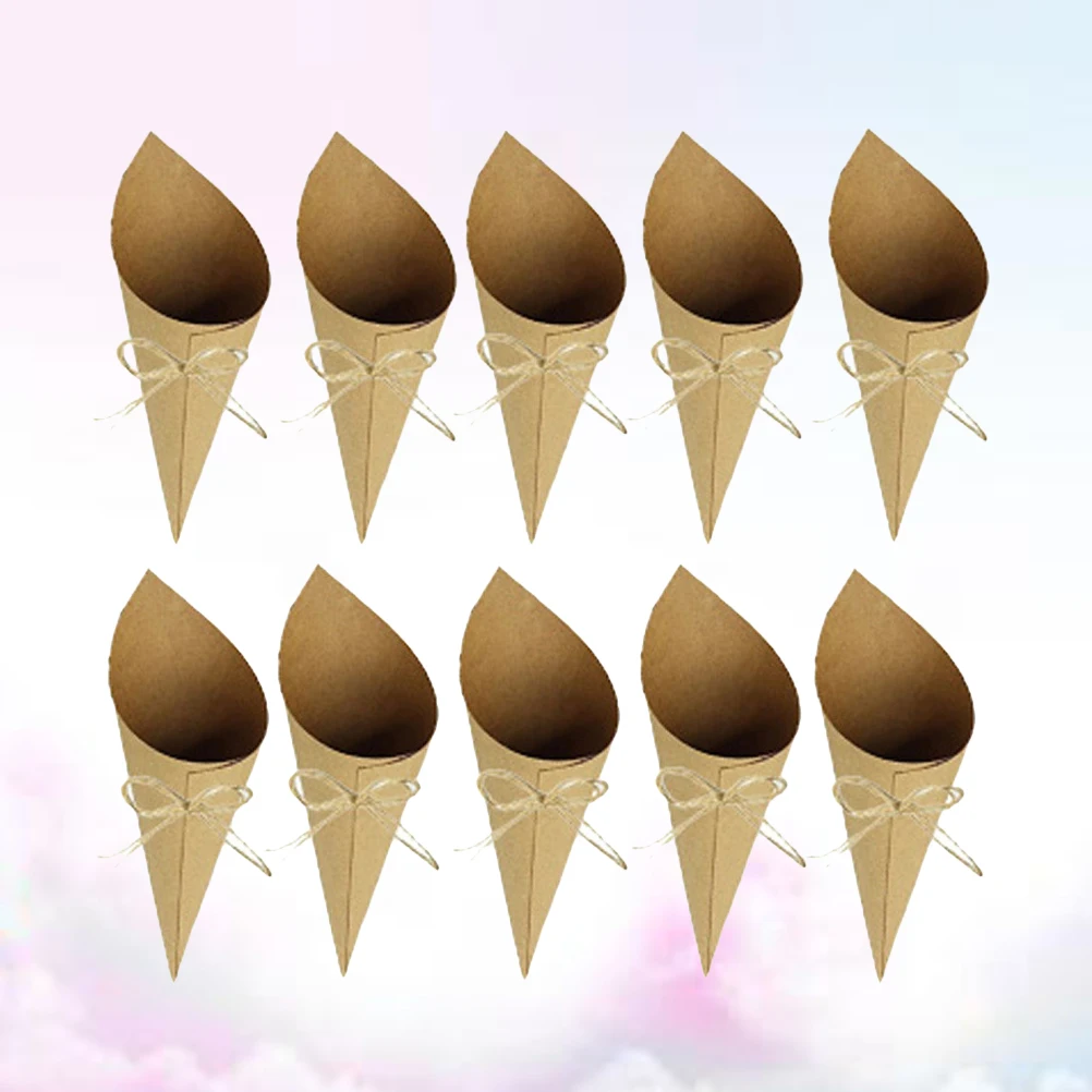 50 Pcs Kraft Paper Pedicle Conical Shaped Decor Decoration Wrapper Tube Adornment Concise Design Hemp Rope