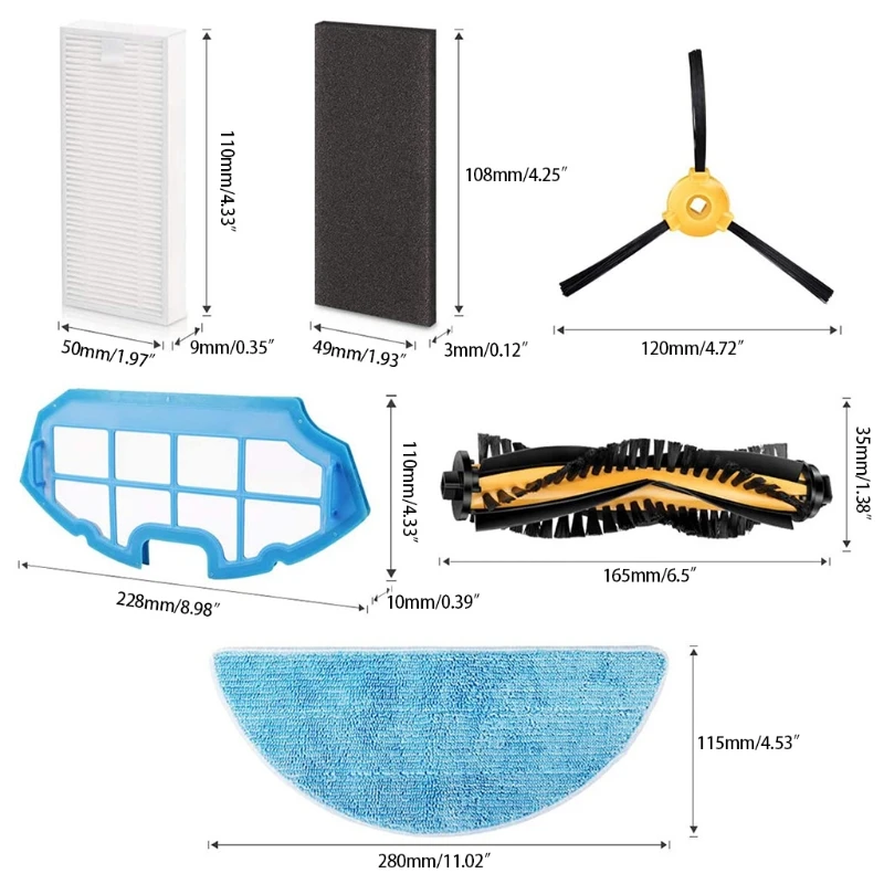Filtro ricambio Spazzola laterale spazzola a rullo principale per aspirapolvere robot Dropship