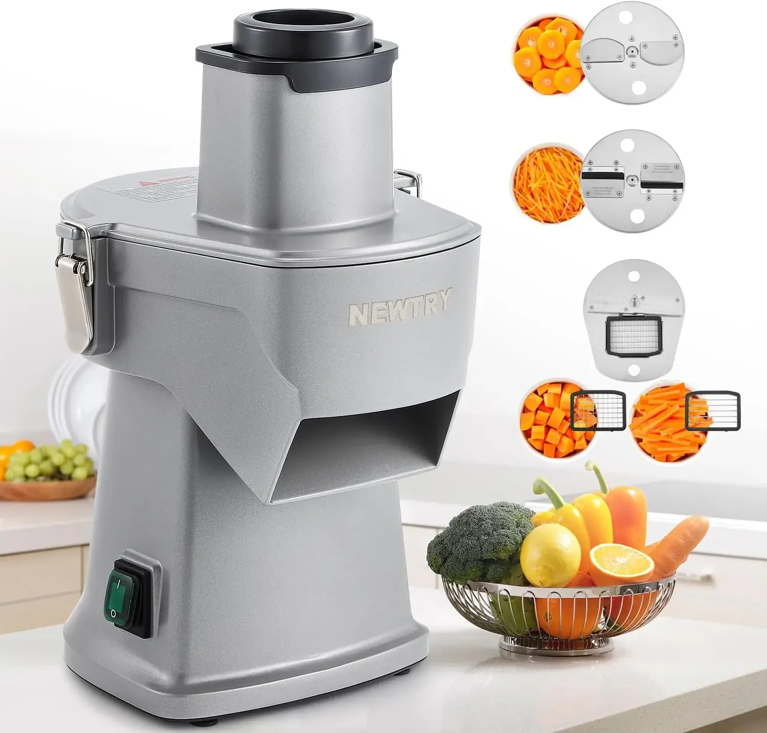 Vegetable Slicer Dicer Shredder & Strip Cutter, Commercial Multifunctional Chopper for Veggies & Fruits, Automatic Food Processo