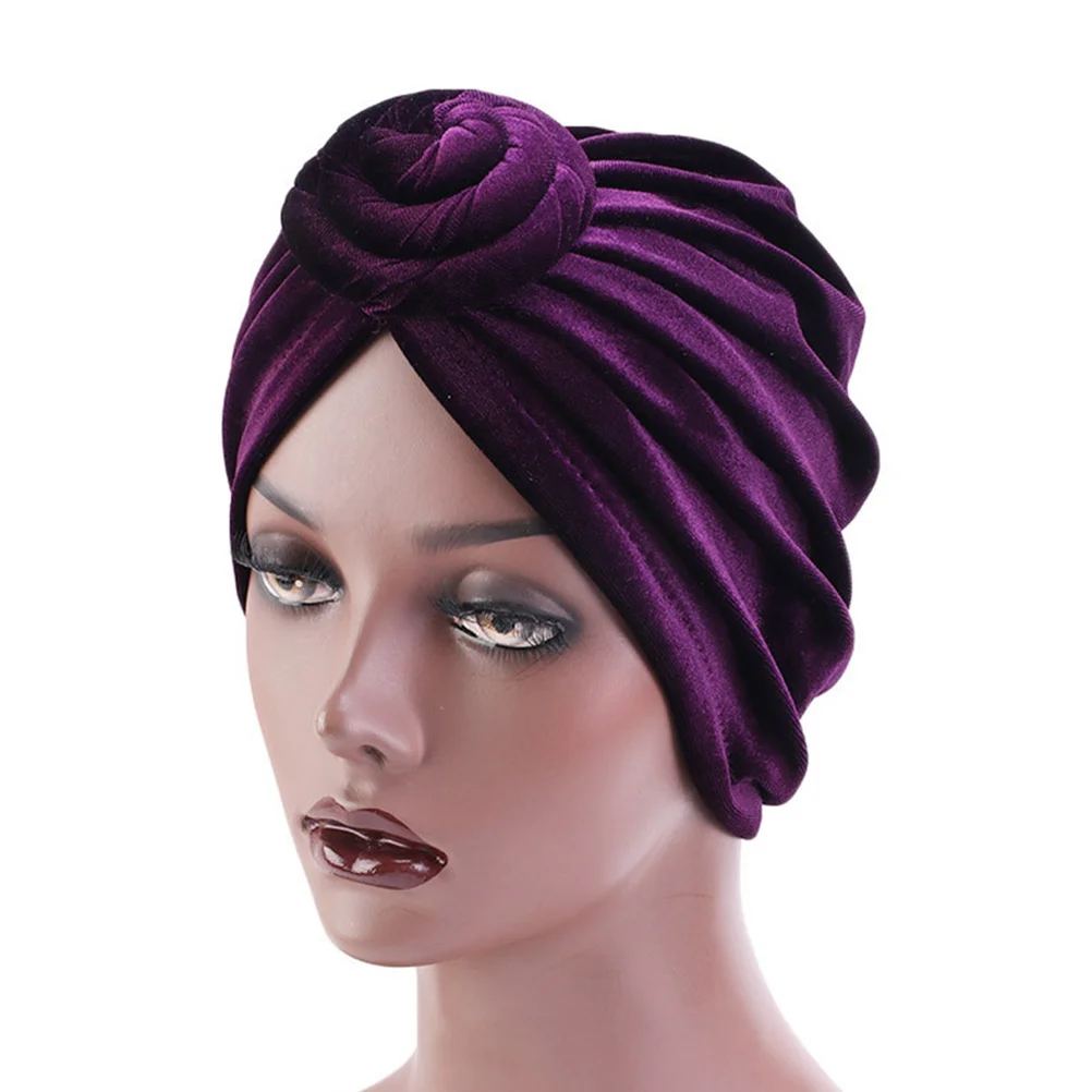 

2pcs Luxurious Turban Hats For Women Stylish Twist Flower Print Soft Comfortable Headwear Wrap Cap Ethnic Elegant Headscarf