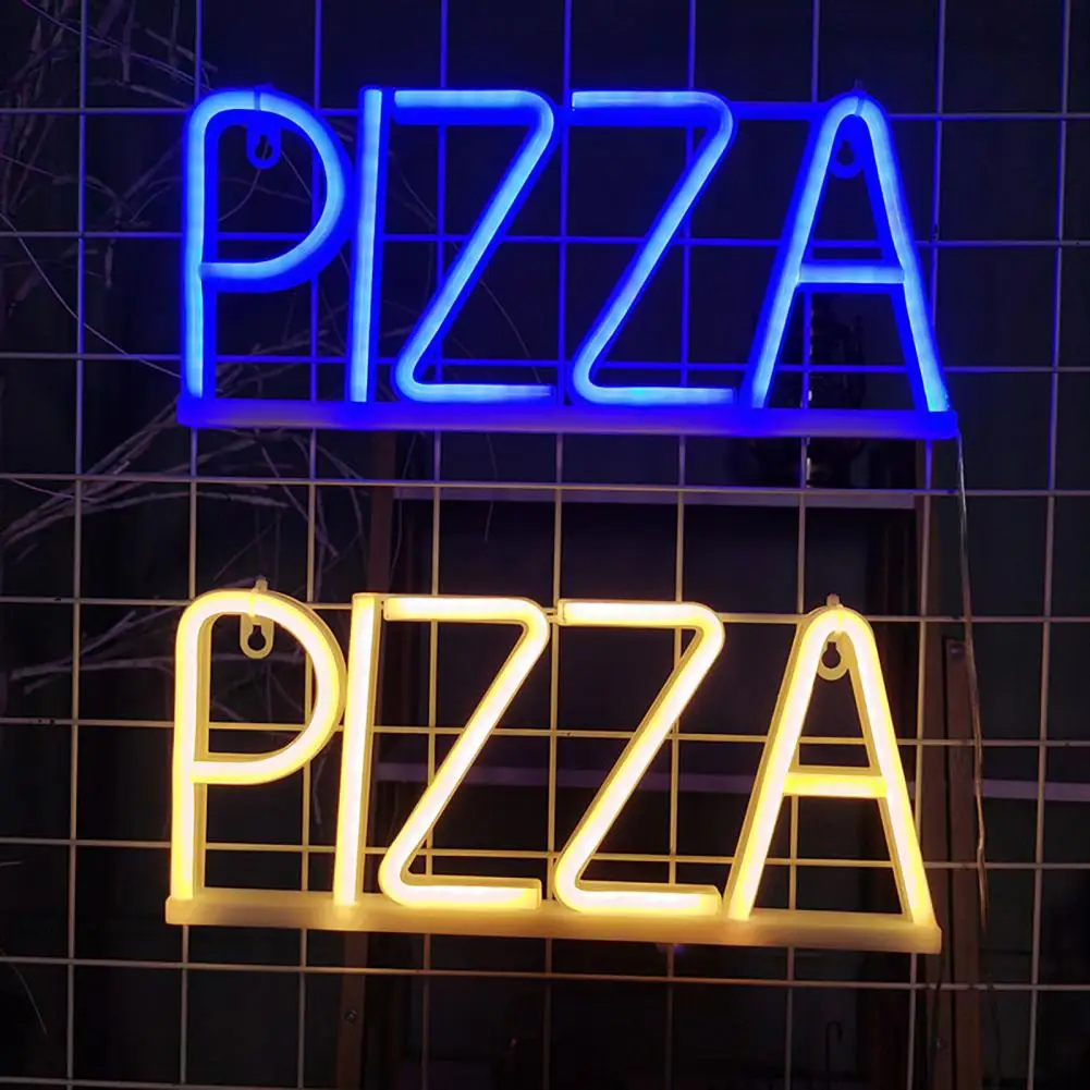 Durable Night Light Pizza Letter Neon Sign Led Light Energy-saving Flicker Free Wall Art Background Lamp Decor for A Vibrant